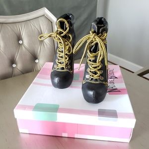 Blk & yellow booties